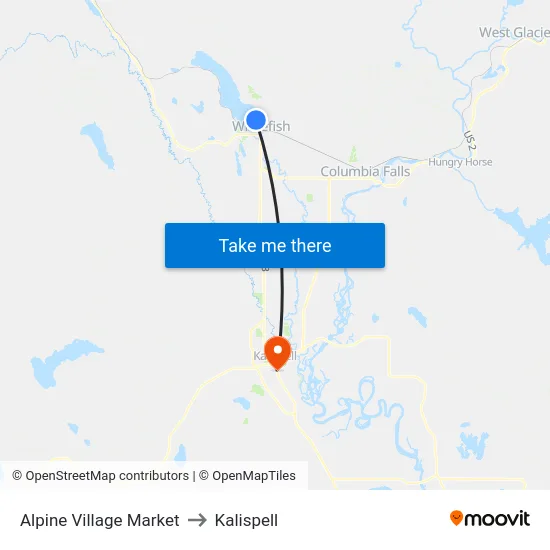 Alpine Village Market to Kalispell map