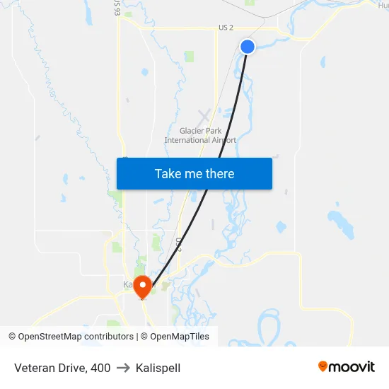 Veteran Drive, 400 to Kalispell map