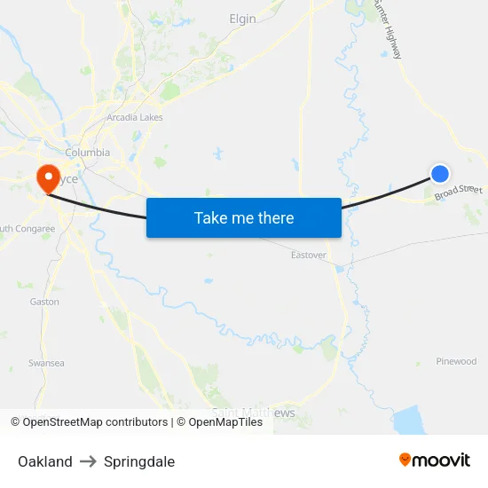 Oakland to Springdale map