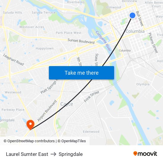 Laurel Sumter East to Springdale map