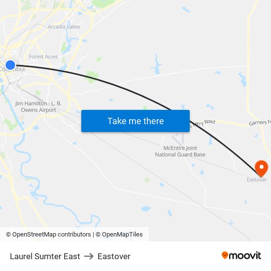 Laurel Sumter East to Eastover map