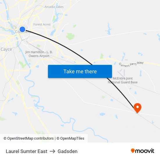 Laurel Sumter East to Gadsden map