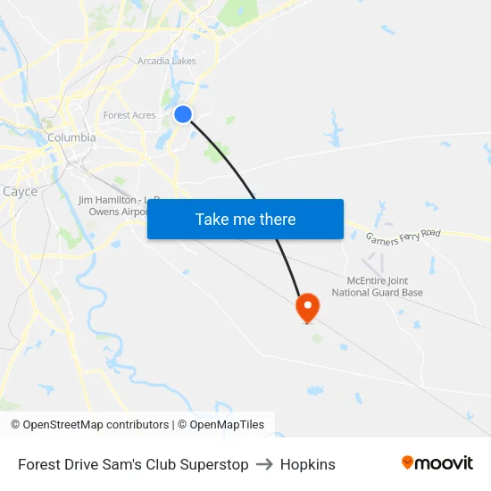 Forest Drive Sam's Club Superstop to Hopkins map
