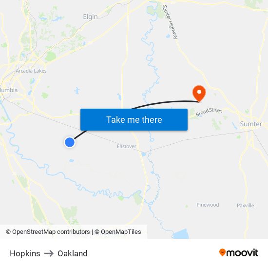 Hopkins to Oakland map