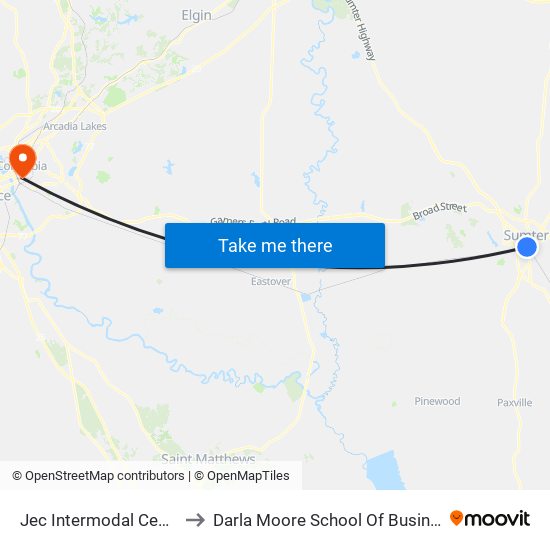 Jec Intermodal Center to Darla Moore School Of Business map