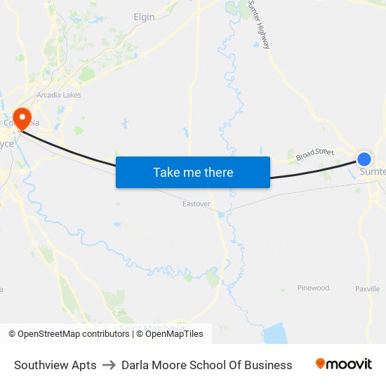 Southview Apts to Darla Moore School Of Business map