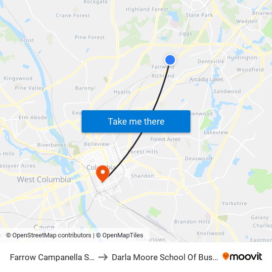 Farrow Campanella South to Darla Moore School Of Business map