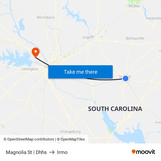 Magnolia St | Dhhs to Irmo map