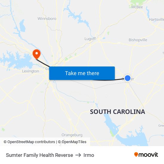 Sumter Family Health Reverse to Irmo map