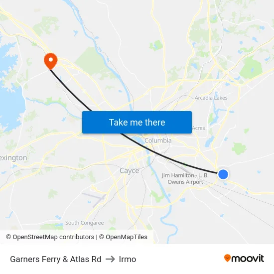 Garners Ferry &  Atlas Rd to Irmo map