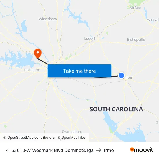 4153610-W Wesmark Blvd Domino'S/Iga to Irmo map