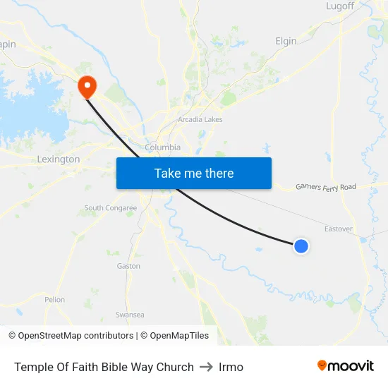 Temple Of Faith Bible Way Church to Irmo map
