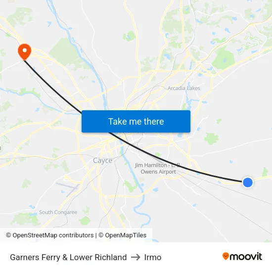 Garners Ferry & Lower Richland to Irmo map