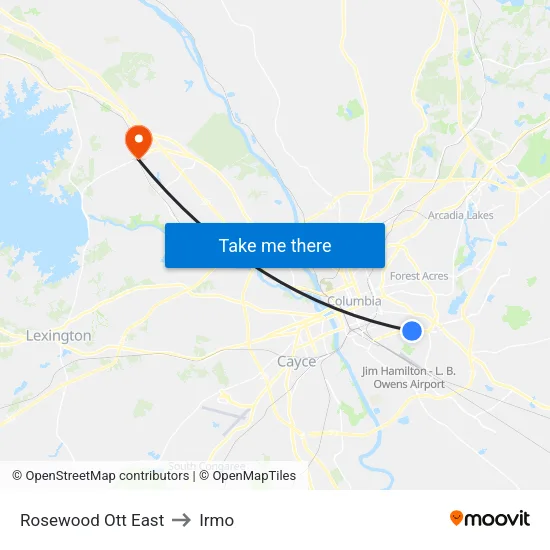 Rosewood Ott East to Irmo map