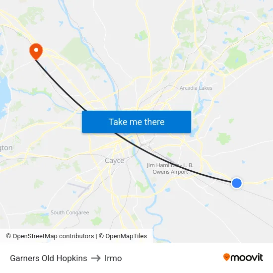 Garners Old Hopkins to Irmo map