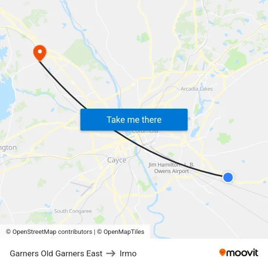 Garners Old Garners East to Irmo map