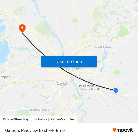 Garners Pineview East to Irmo map
