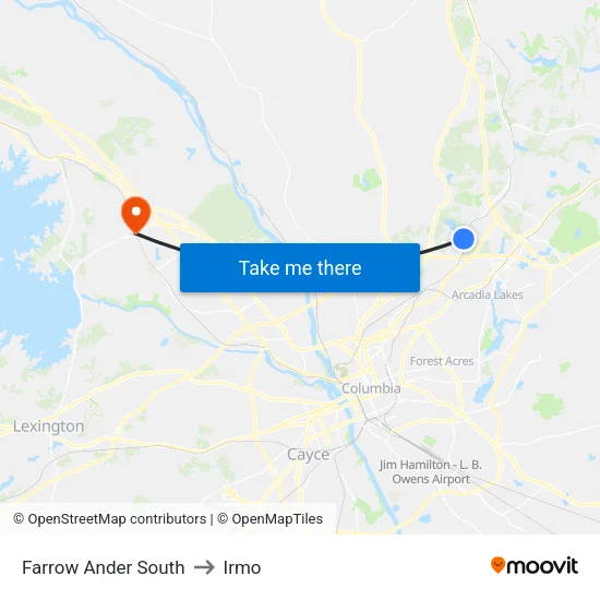Farrow Ander South to Irmo map
