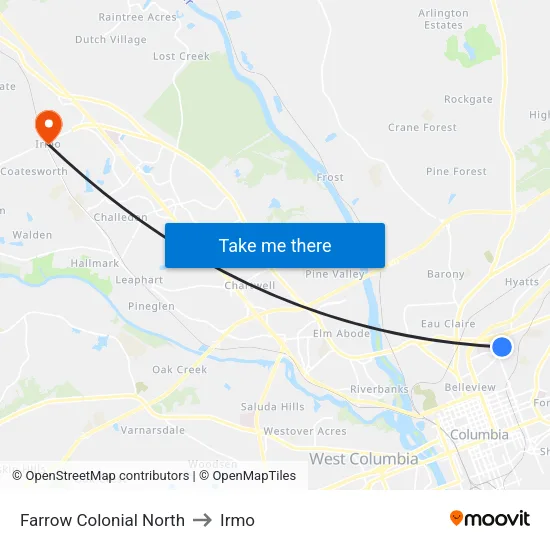 Farrow Colonial North to Irmo map