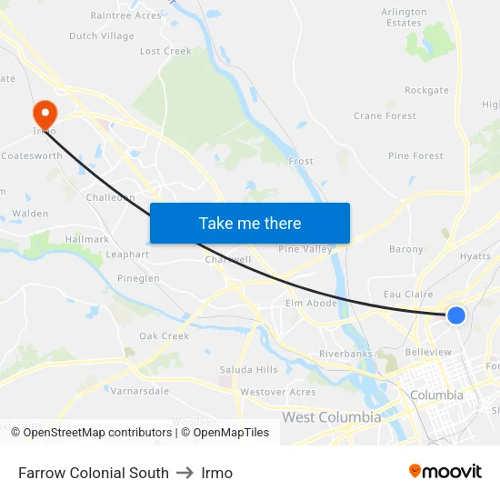 Farrow Colonial South to Irmo map