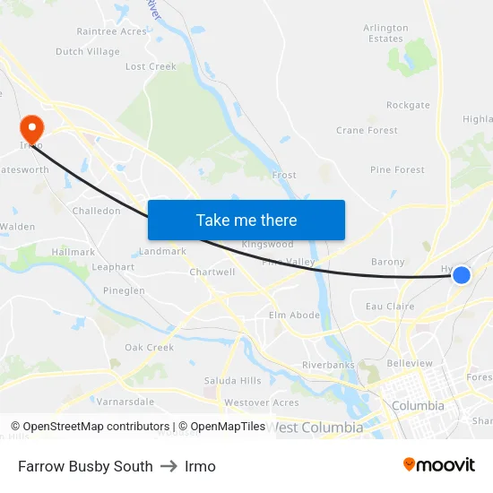 Farrow Busby South to Irmo map