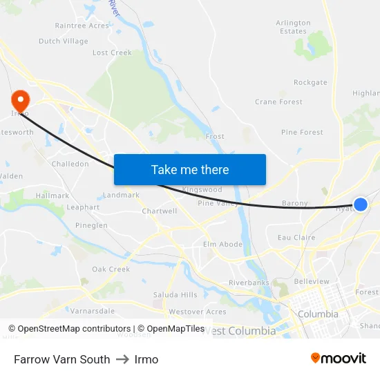 Farrow Varn South to Irmo map