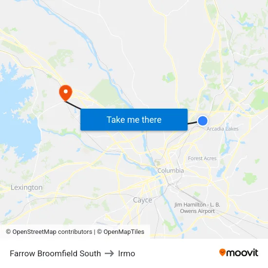 Farrow Broomfield South to Irmo map