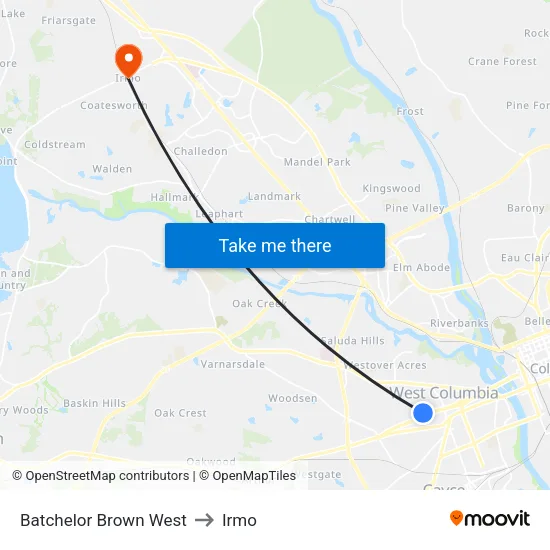 Batchelor Brown West to Irmo map
