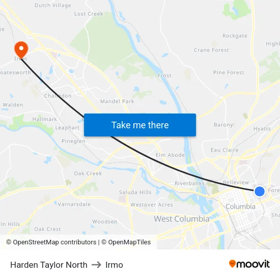 Harden Taylor North to Irmo map