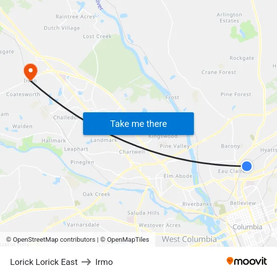 Lorick Lorick East to Irmo map