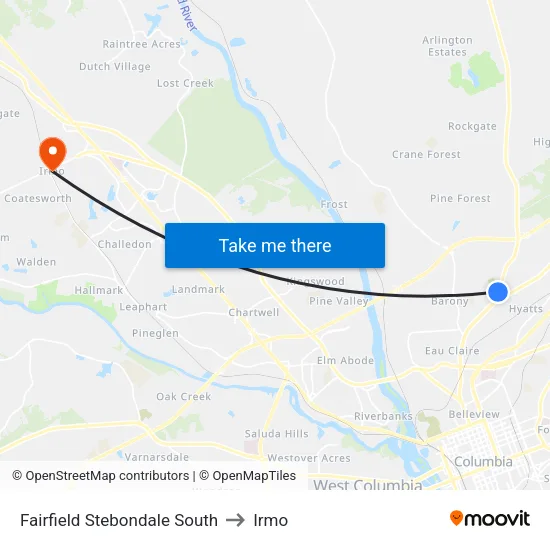 Fairfield Stebondale South to Irmo map