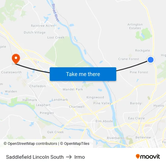 Saddlefield Lincoln South to Irmo map