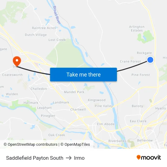 Saddlefield Payton South to Irmo map