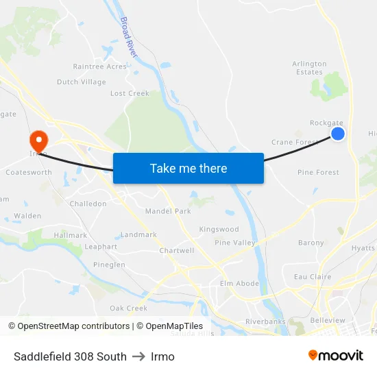 Saddlefield 308 South to Irmo map
