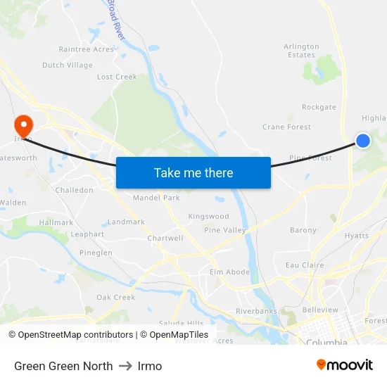 Green Green North to Irmo map