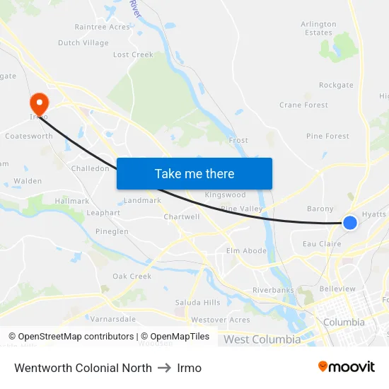 Wentworth Colonial North to Irmo map