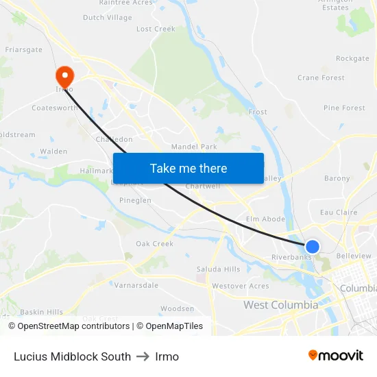 Lucius Midblock South to Irmo map