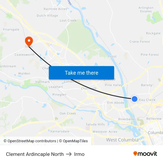 Clement Ardincaple North to Irmo map