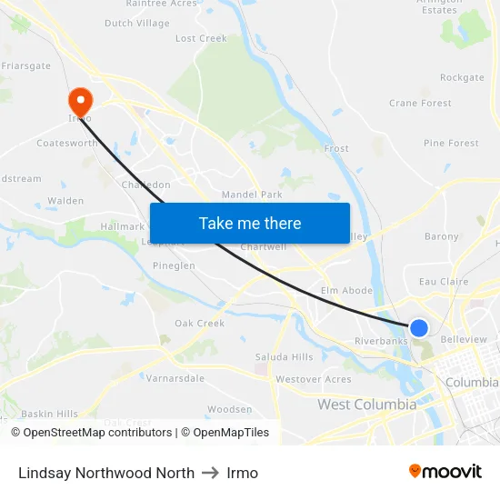 Lindsay Northwood North to Irmo map