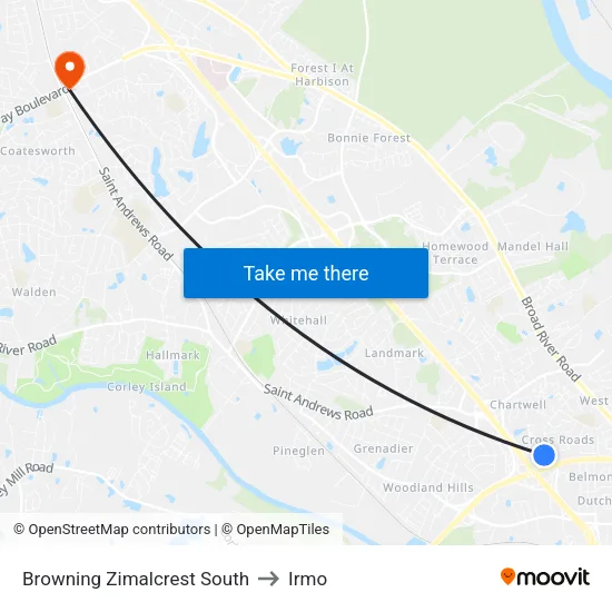 Browning Zimalcrest South to Irmo map