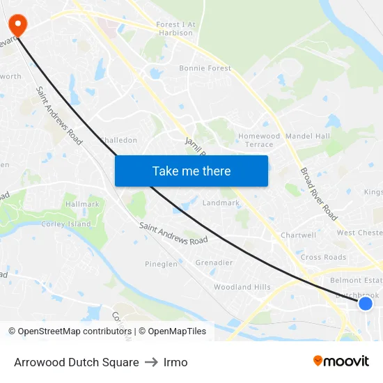 Arrowood Dutch Square to Irmo map