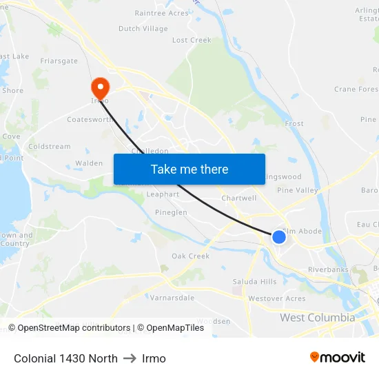 Colonial 1430 North to Irmo map