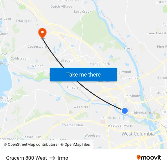 Gracern 800 West to Irmo map