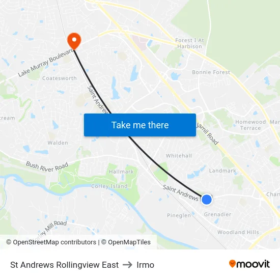 St Andrews Rollingview East to Irmo map
