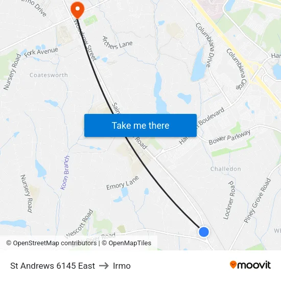 St Andrews 6145 East to Irmo map