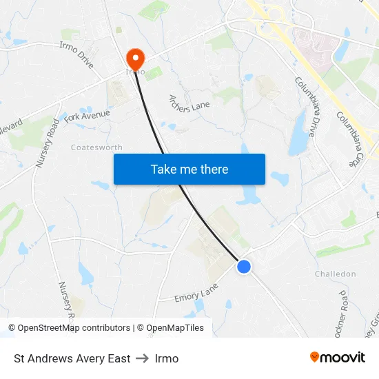 St Andrews Avery East to Irmo map