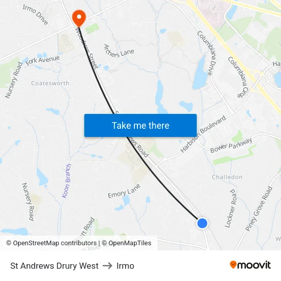 St Andrews Drury West to Irmo map