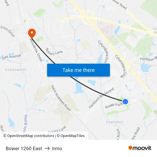 Bower 1260 East to Irmo map