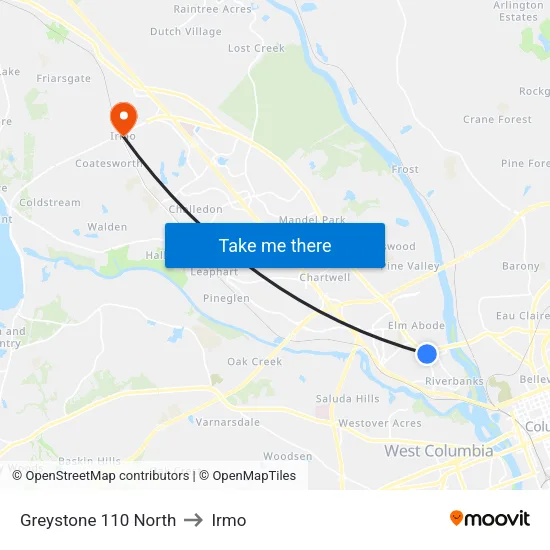 Greystone 110 North to Irmo map