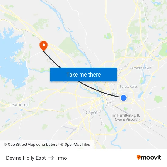 Devine Holly East to Irmo map
